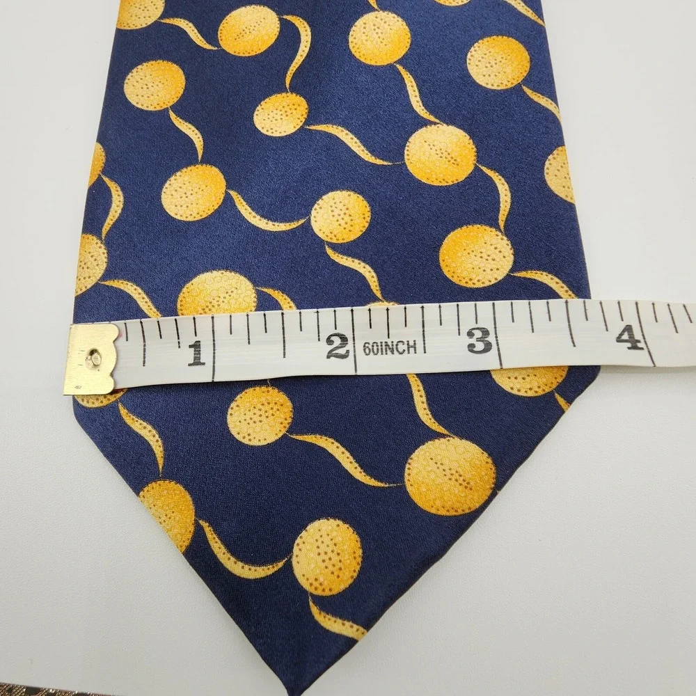Italo Ferretti Tie 100% Silk Hand Made in‎ Italy Modern Big Polka Dot Blue Gold